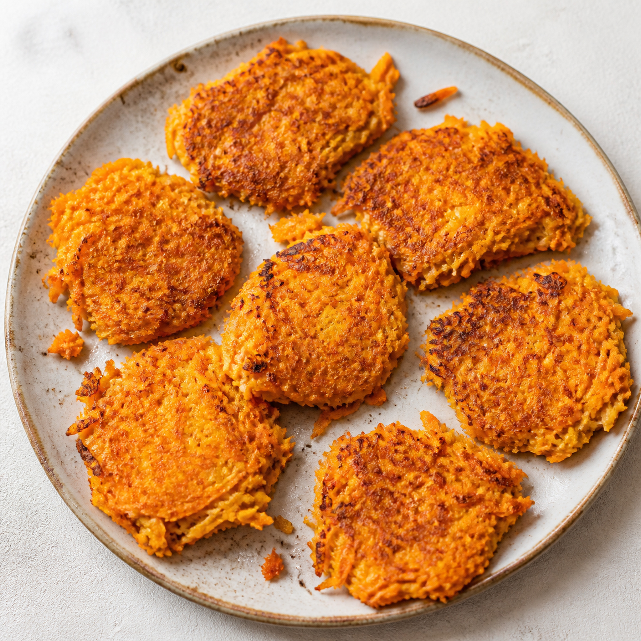 Homemade carrot and sweet potato hash browns