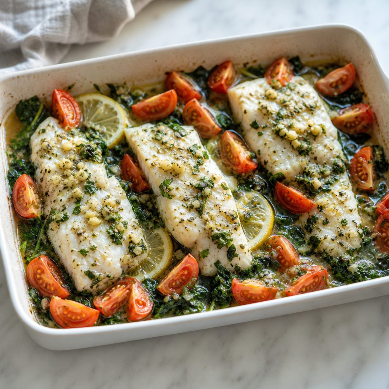 Lemon and Garlic Baked Cod