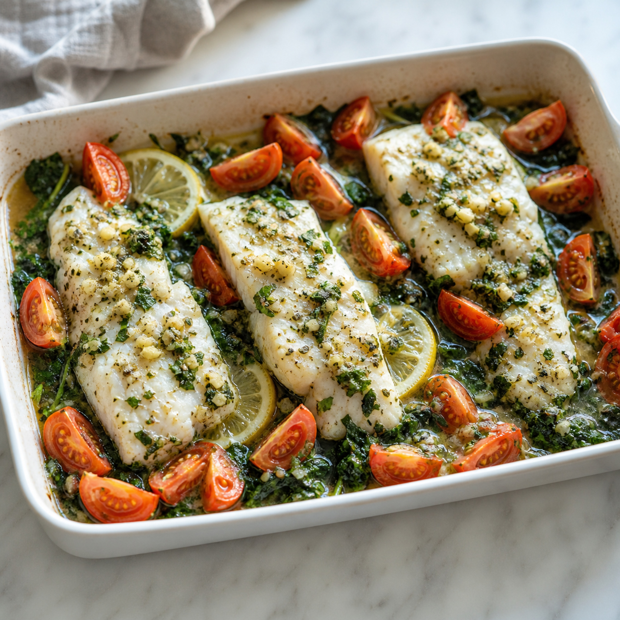 Lemon and Garlic Baked Cod