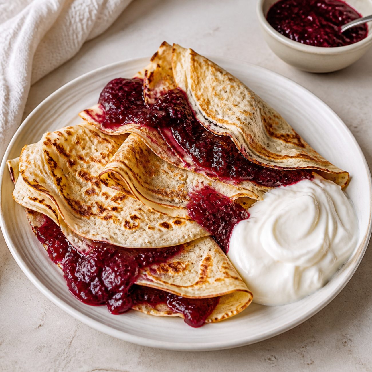 Simple Crepes and Berry Compote