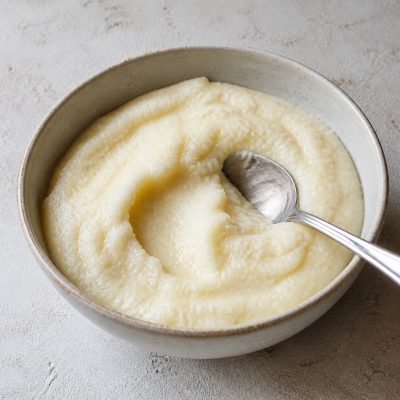 Homemade vanilla semolina pudding in a small bowl